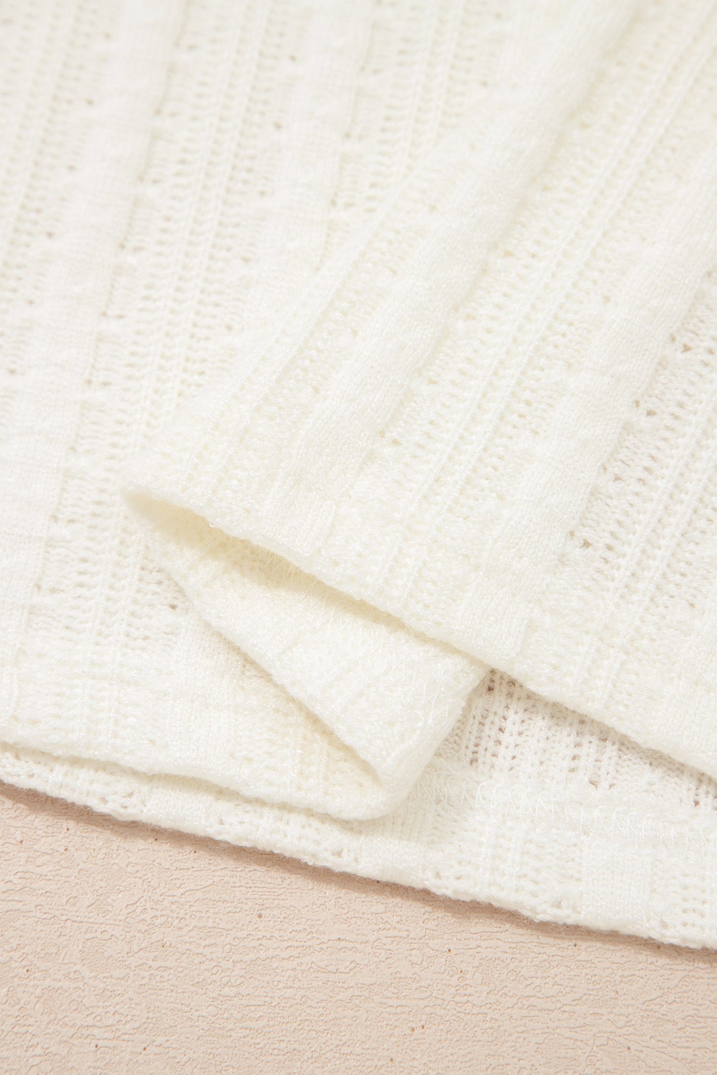 Solid Textured V-Neck Henley Raw-Seam Tee