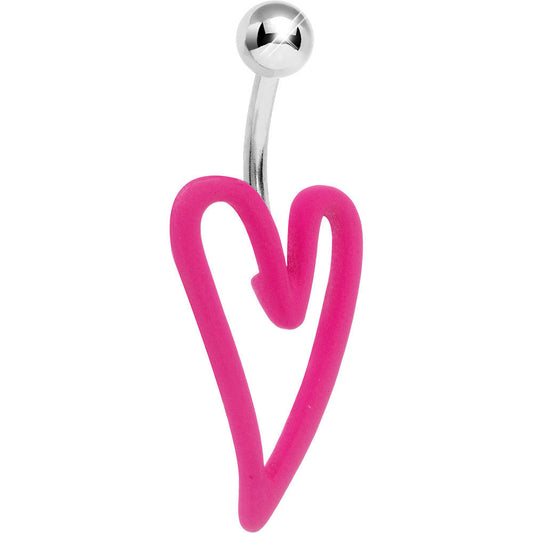 Pink Neon Modern Art Heart Belly Ring