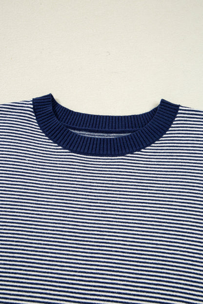 Stripe Colorblock Patchwork Dolman Sleeve Sweater