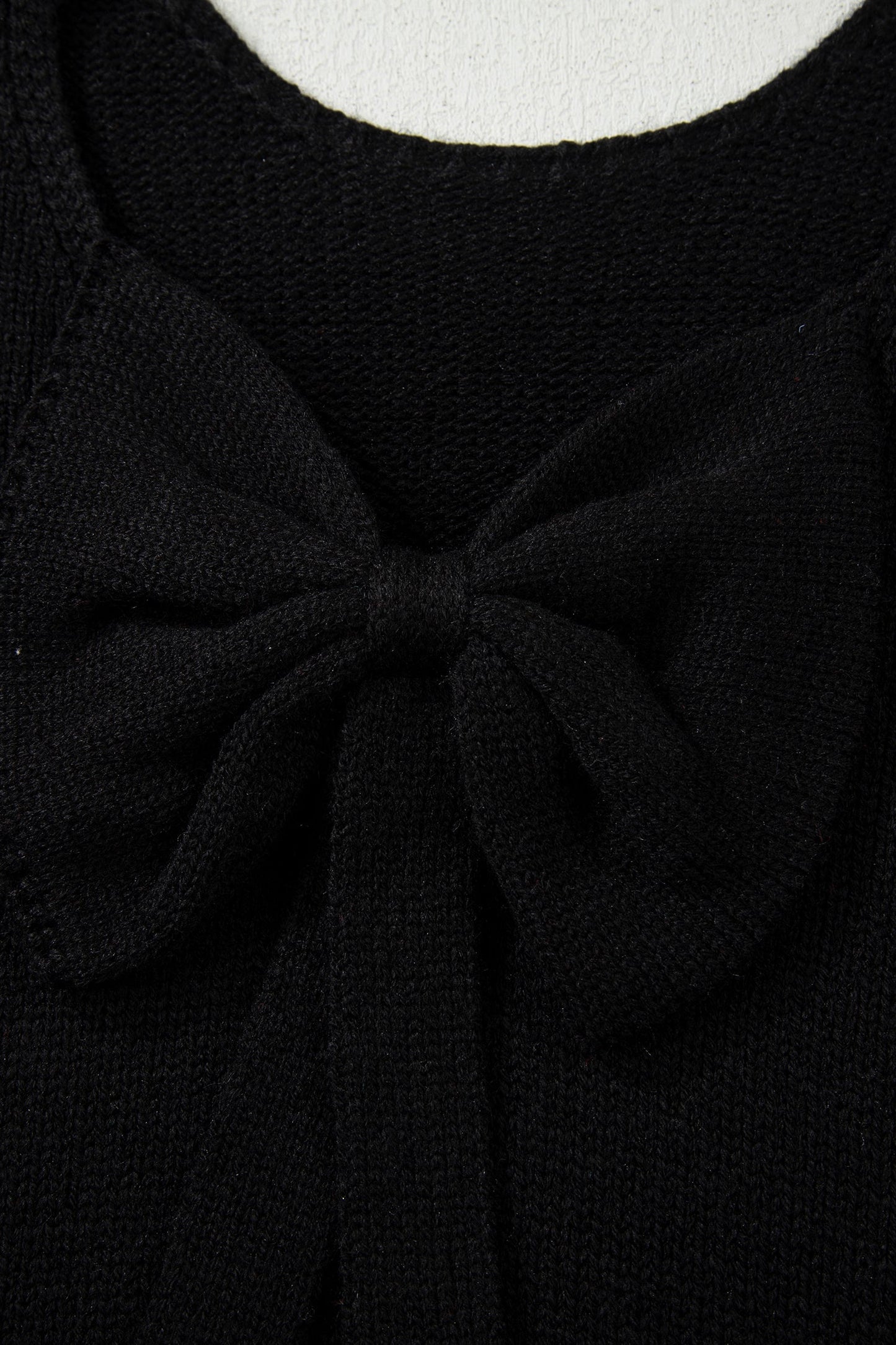 Bow Tie Backless Bubble Sleeve Sweater