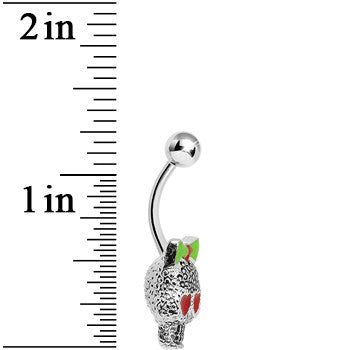 Lower Mount Cute Metal Red Hearts Sugar Skull Belly Ring
