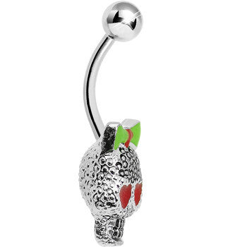 Lower Mount Cute Metal Red Hearts Sugar Skull Belly Ring