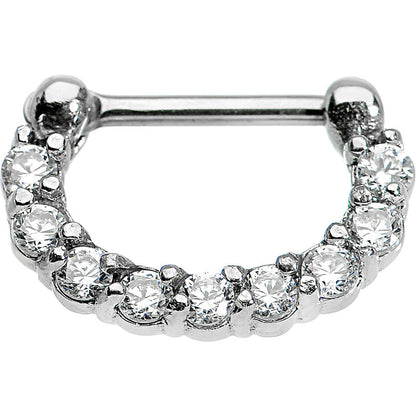 16G 1/4 Surgical Steel Clear CZ Septum Clicker