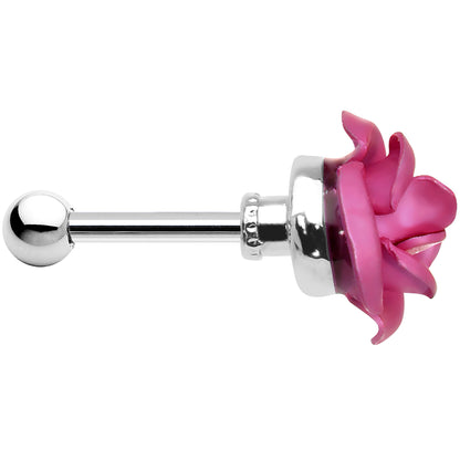 16G Perfect Pink Metallic Rose Flower Cartilage Stud Earring