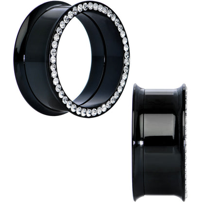 25mm Black PVD Coated Steel Clear Gem Screw Fit Plug Set