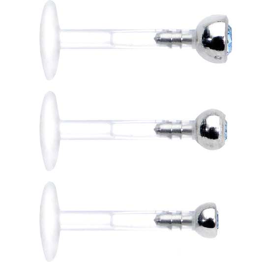 16G 5/16 Aqua Gem Bioplast Triple Forward Helix Barbell 3 Pack Set