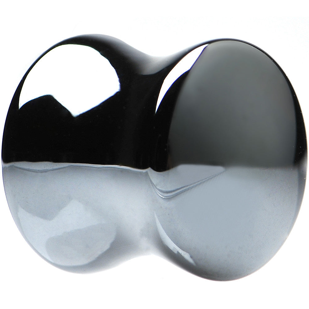 00G Natural Black Hematite Stone Saddle Plug Set