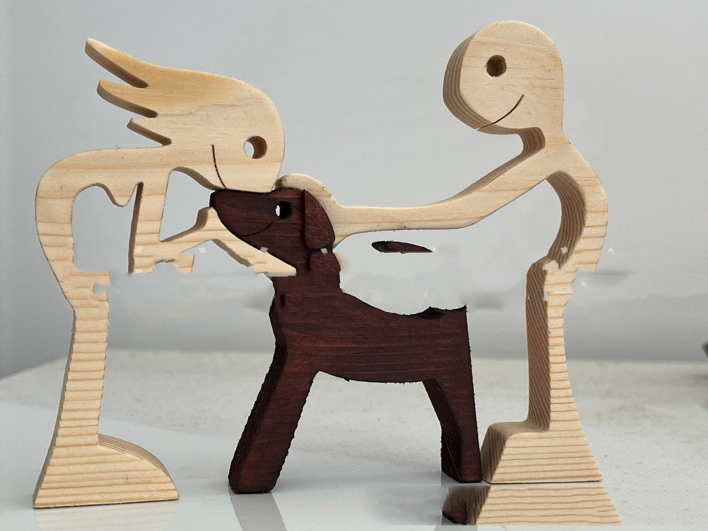 DIY Wooden Dog Figurine Sculpture Home Decor