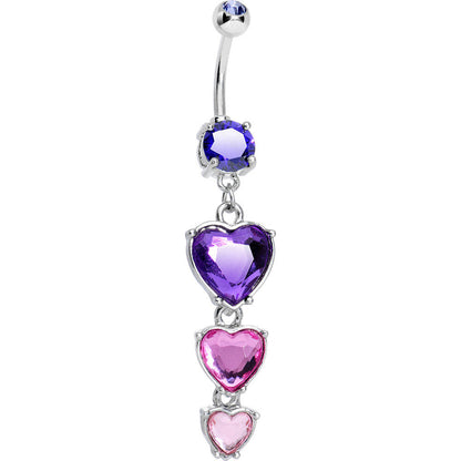Purple Pink Gem Follow Your Heart Dangle Belly Ring