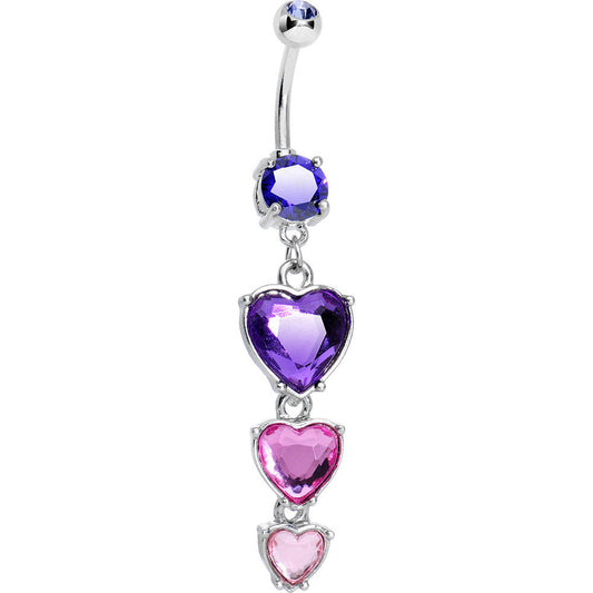Purple Pink Gem Follow Your Heart Dangle Belly Ring