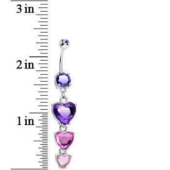 Purple Pink Gem Follow Your Heart Dangle Belly Ring