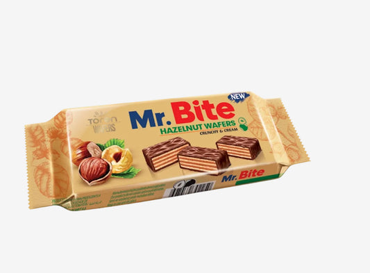 Mr. Bite milk chocolate coated wafer with hazelnut 38g 24pk