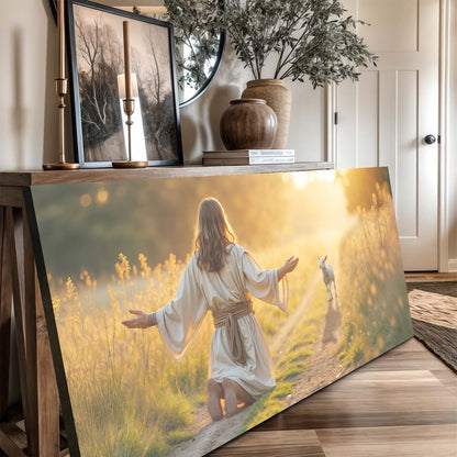 Jesus Protects The Lamb From Wolves Faith Wall Art IX