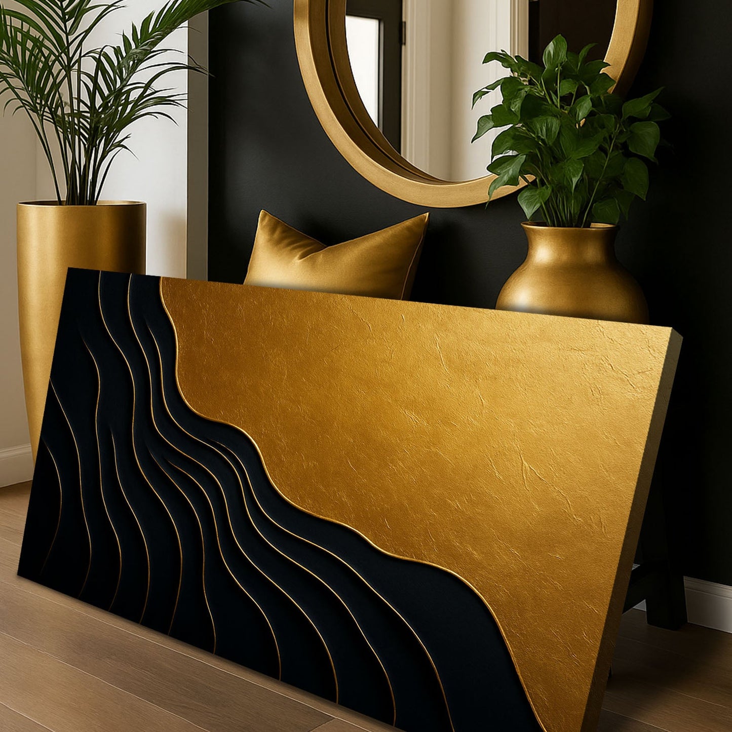 Black And Gold Minimalist Abstract IX
