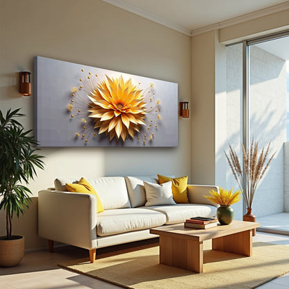 Golden Dandelion Minimalist Abstract Wall Art
