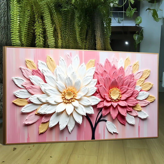 Blushing Blooms Pink Impasto Wall Art