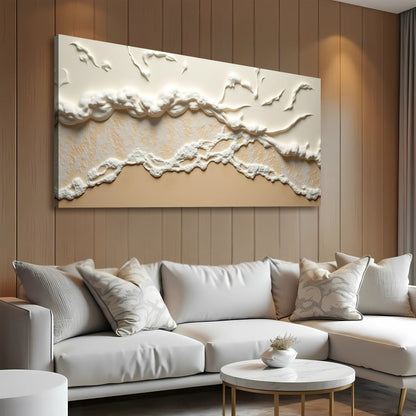 Beige Abstract Ocean Waves Wall Art