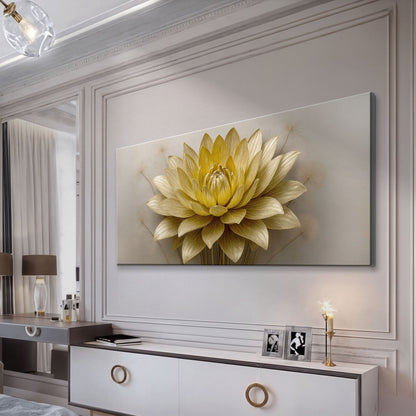 Golden Lotus Minimalist Abstract Wall Art III