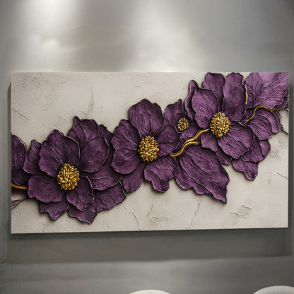 Purple Flower Plaster Wall Art