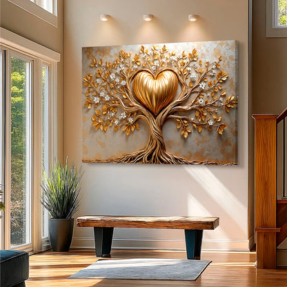 Golden Tree Heart Wall Art