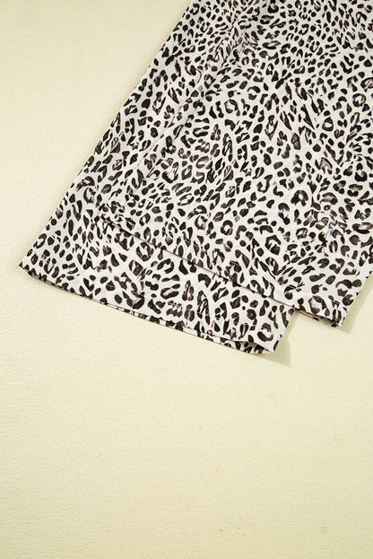 Leopard Drawstring Elastic Waistband Loose Pants