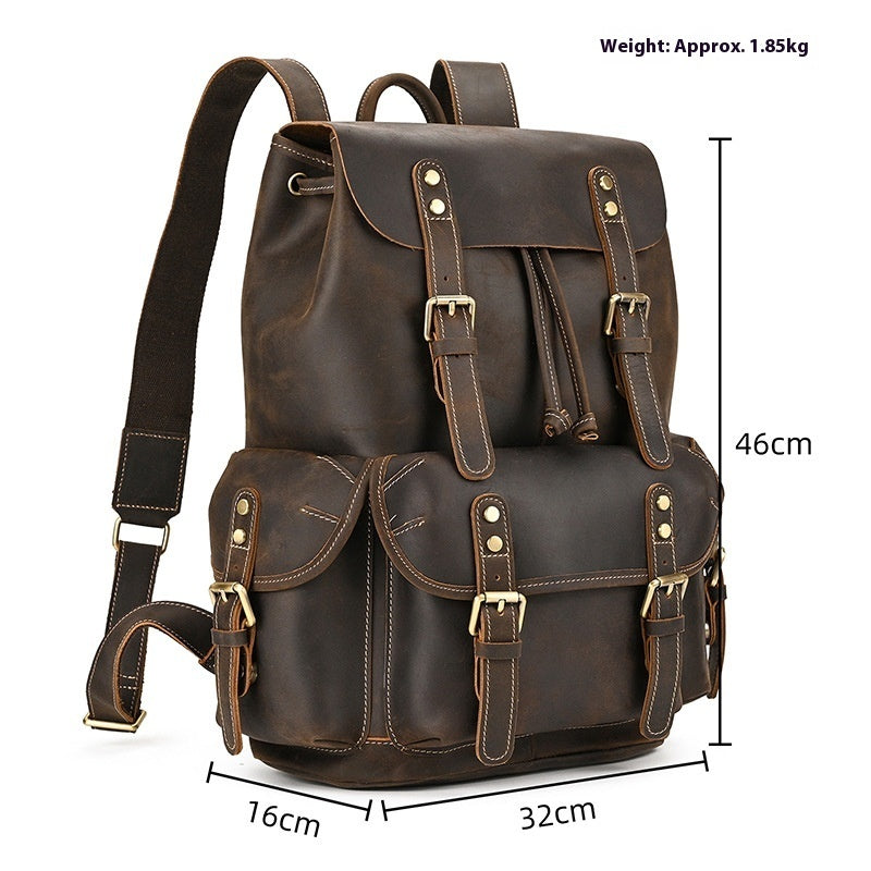 Crazy Horse Leather Outdoor Backpack