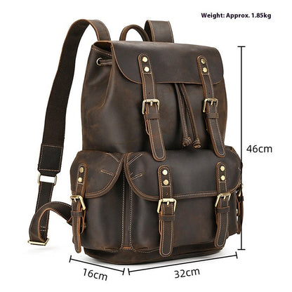 Crazy Horse Leather Outdoor Backpack