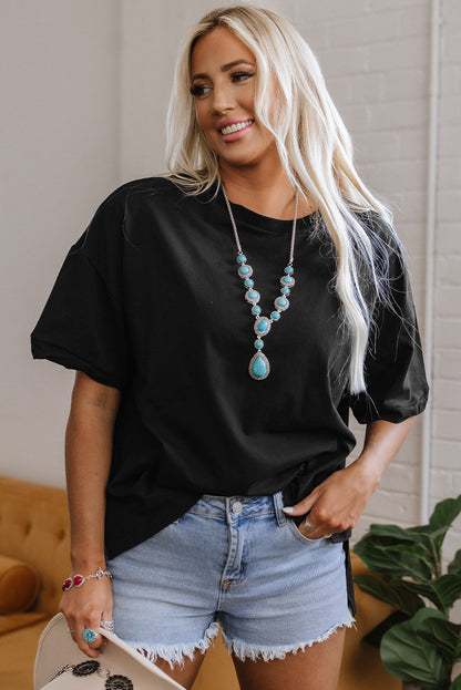 Loose Half Sleeve Hi Low Hem T-Shirt