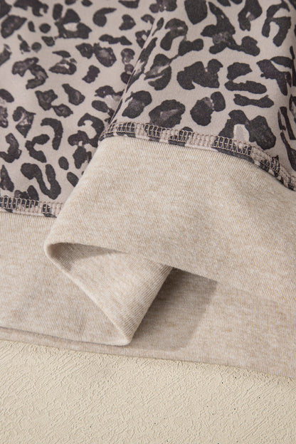 Leopard Patchwork Crew Neck Sweatshirt
