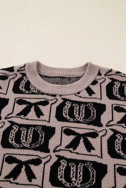 Western Bows & Horseshoes Long Sleeve Sweater