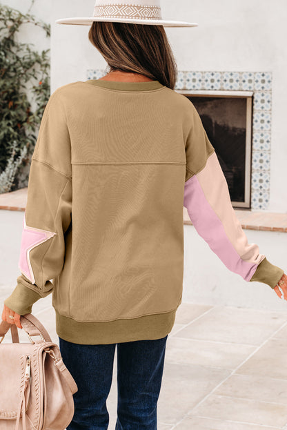 Star Patchwork Reverse Seam Drop Shoulder Sweatshirt