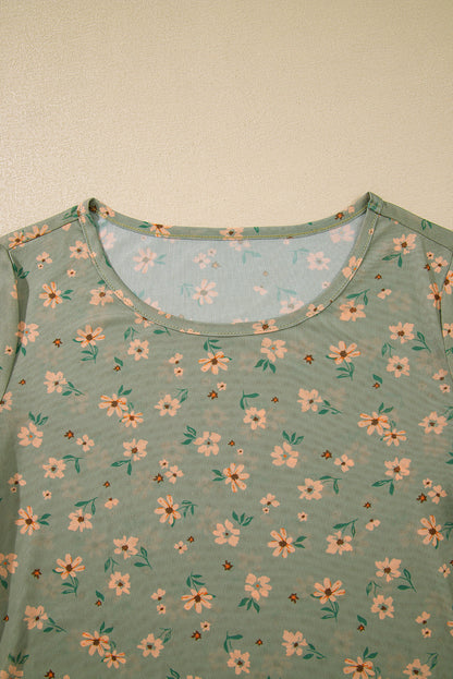 Floral Mesh Long Sleeve Top