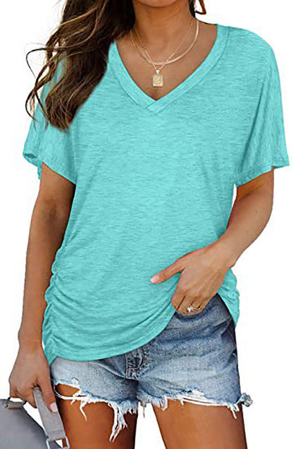 European-American V-Neck Loose Casual T-Shirt
