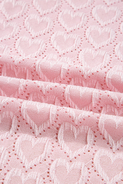 Valentine Heart Mock Neck Flare Long Sleeve Top