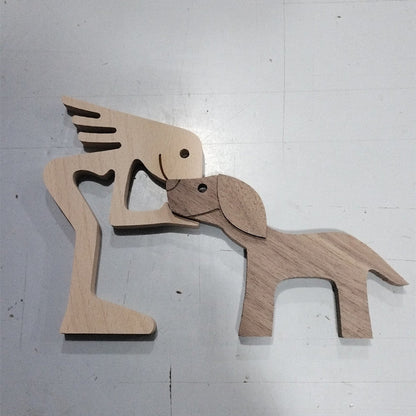 DIY Wooden Dog Figurine Sculpture Home Decor
