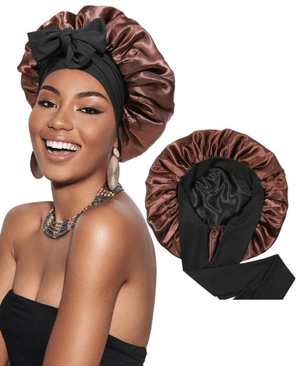 Double-layer Satin Bow Wide-brimmed Hat
