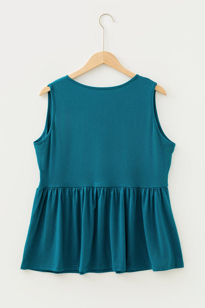 Plus Size Solid Bow-Tie Peplum Tank Top
