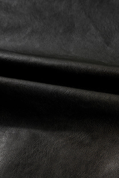 Faux Leather Button-Front Boxy Jacket