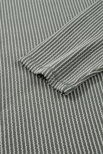 Solid Corded Knit Long Sleeve Top