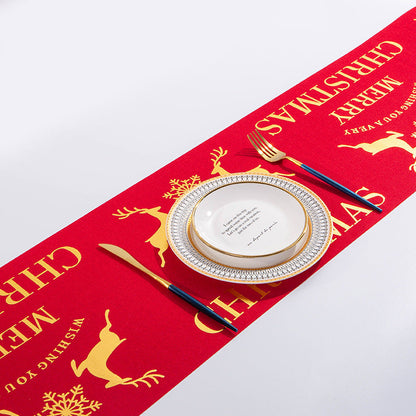 Christmas Elk Snowman Table Runner Decor