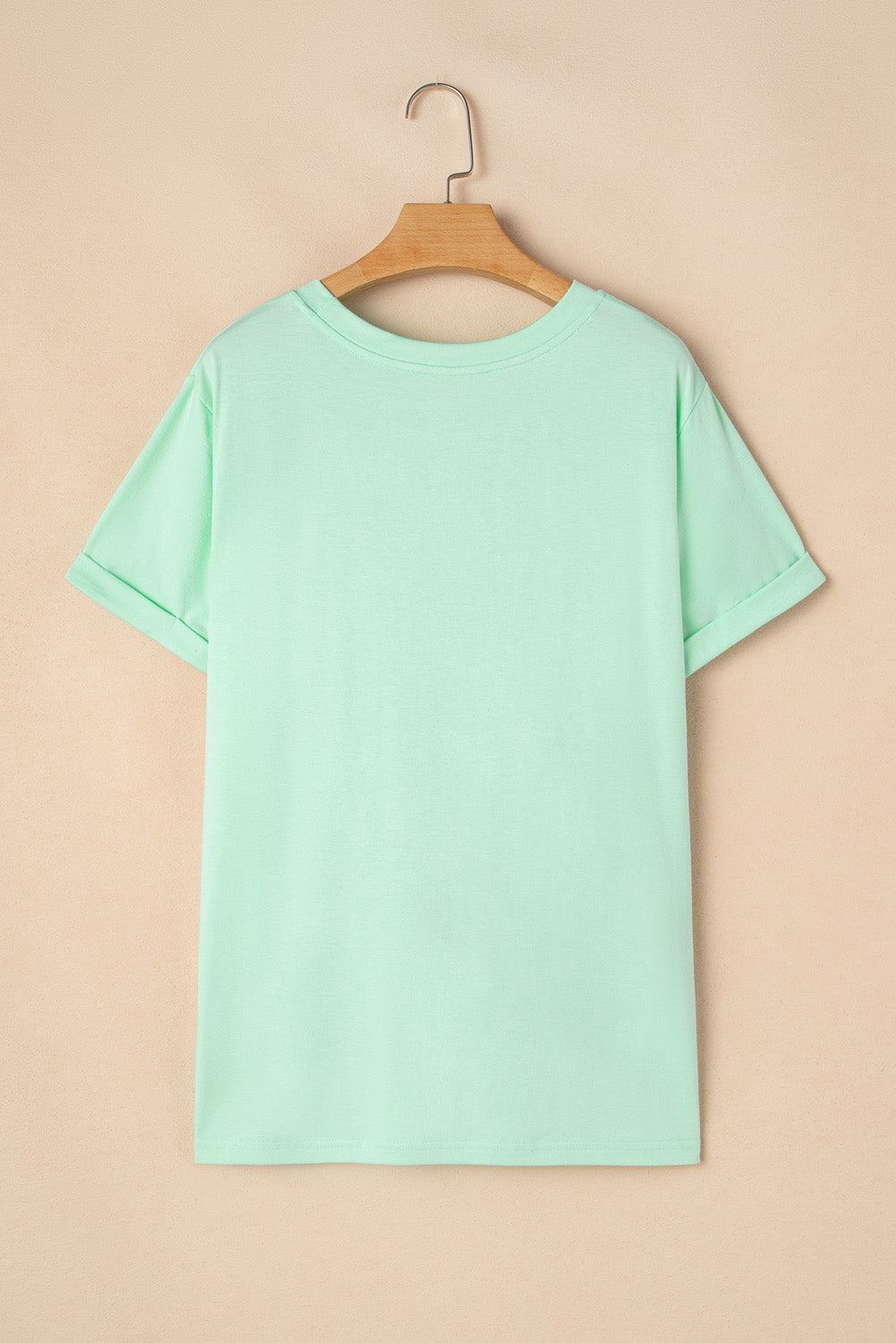 Plus Size Round Neck Roll Sleeve T-shirt