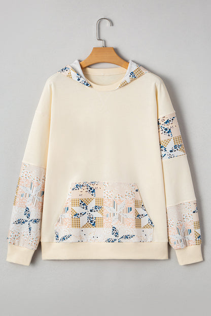 Western Geometric Patchwork Kangaroo Pocket Hoodie