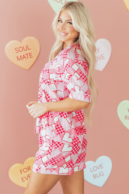 Valentine Heart Shirt and Shorts Pajama Set