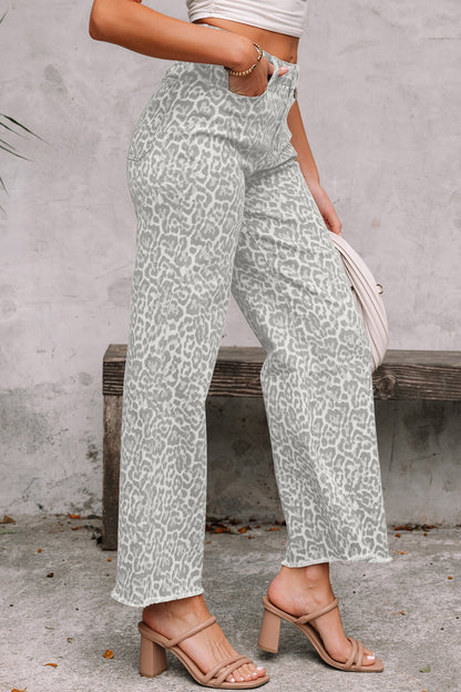 Frayed Edge Wide Leg High Waist Jeans