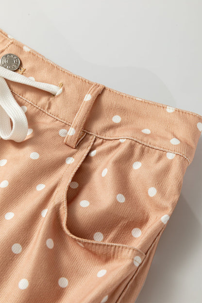 Polka Dot Drawstring Wide-Leg Pants