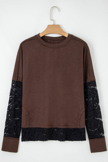 Lace Patchwork Long Sleeve Top
