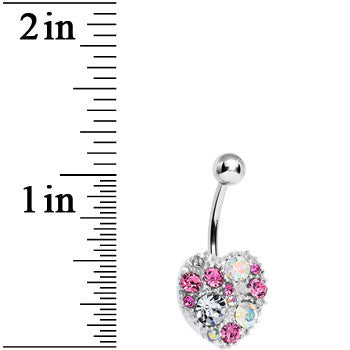 Multi Gem Brilliant Heart Belly Ring