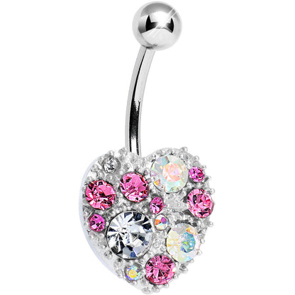 Multi Gem Brilliant Heart Belly Ring