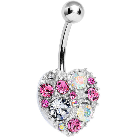 Multi Gem Brilliant Heart Belly Ring