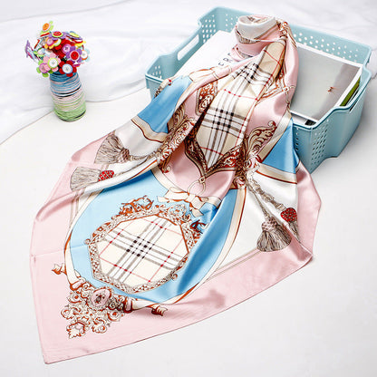 High-end Versatile Retro Printed Artificial Silk Scarf For Women